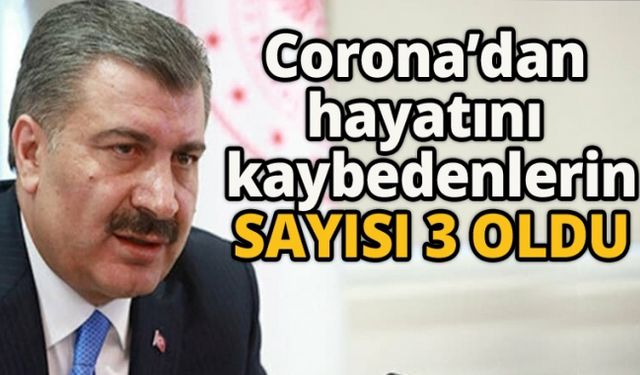 Corona virüsünden hayatını kaybedenlerin sayısı 3 oldu